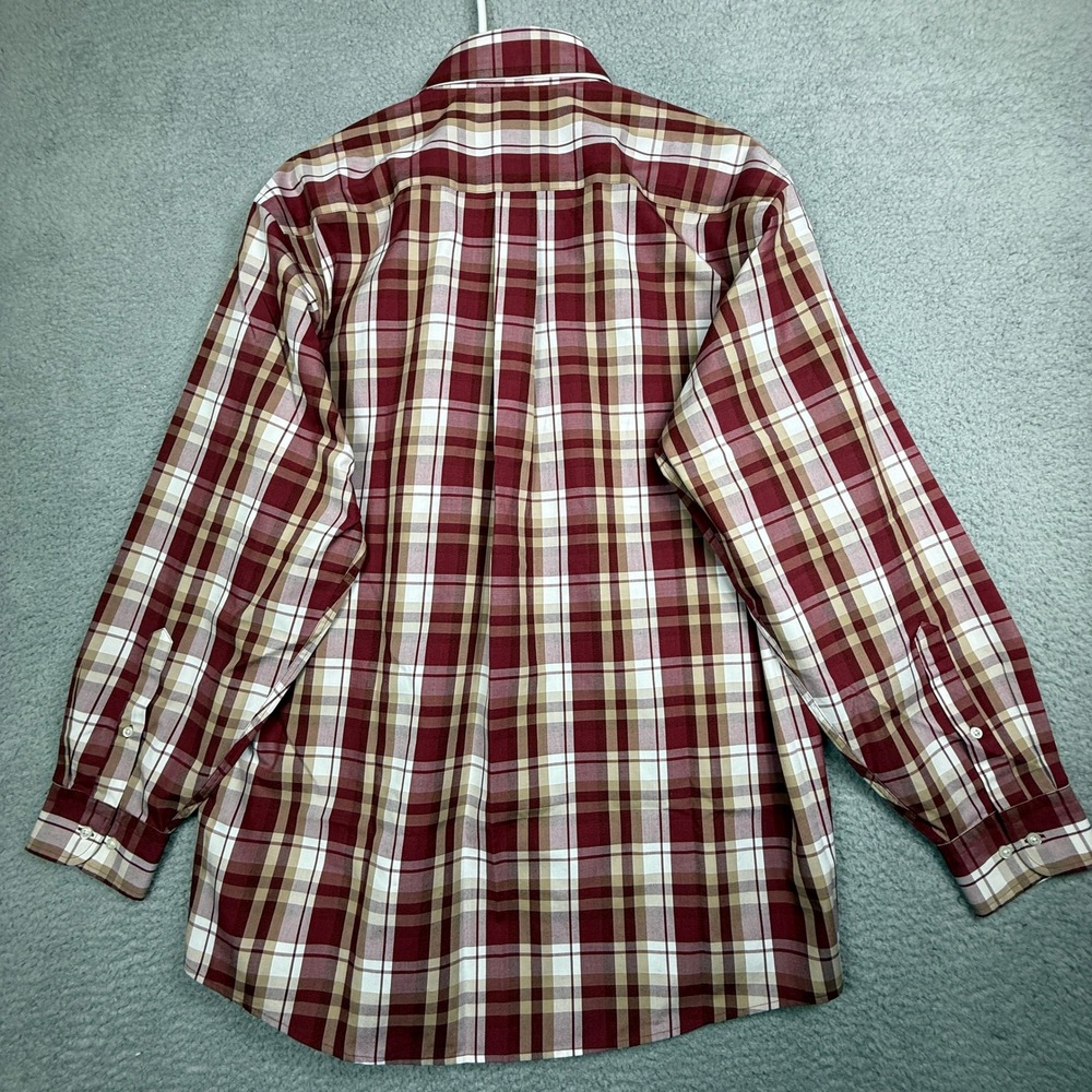 Jos A Bank Traveler Collection‎ Red Tan Plaid Button Down Shirt Men L - Picture 8 of 9